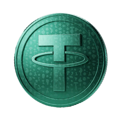 Gr&uuml;ne Tether-USDT-M&uuml;nze mit T-Symbol - Stablecoin Einzahlung im Casino